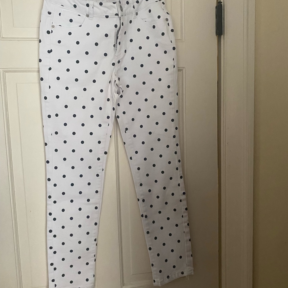 Boston Proper White Polka Dot Pants
